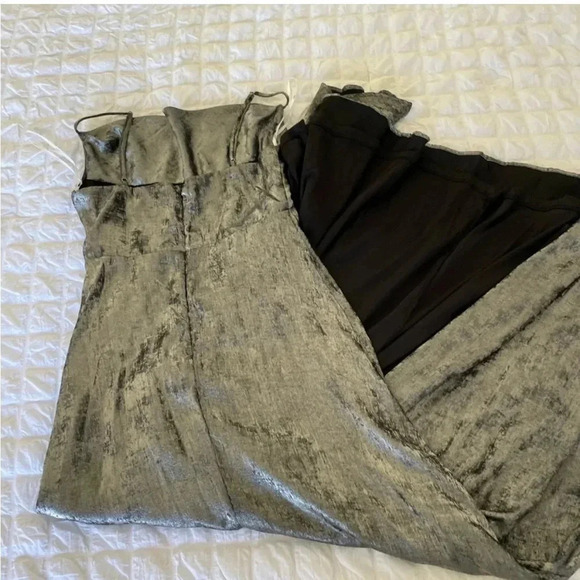 Lulus gunmetal ruffle open slit maxi dress - Picture 5 of 8